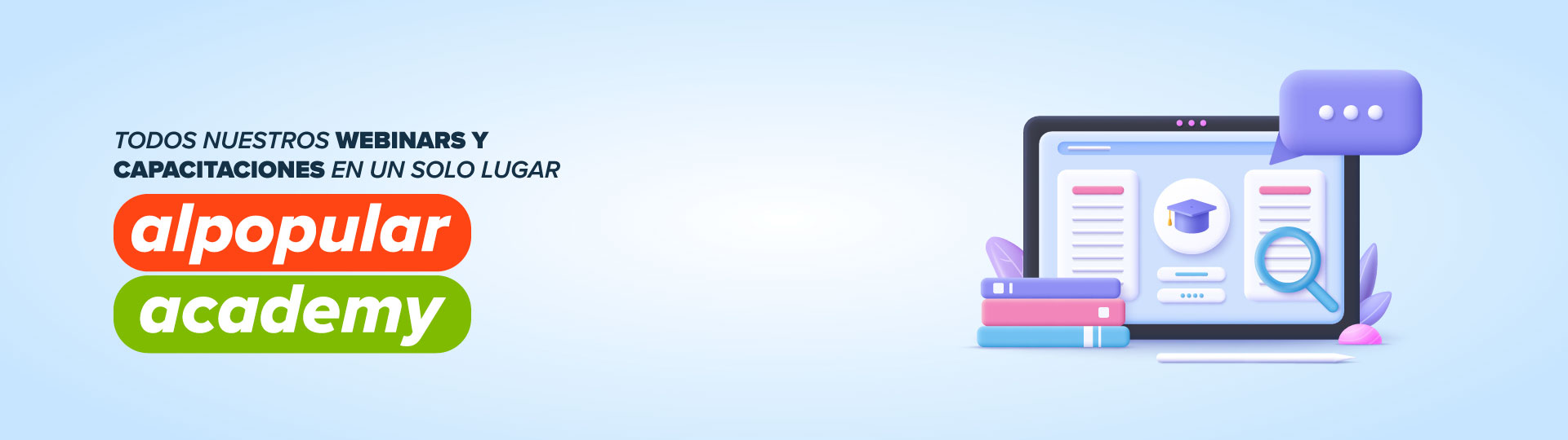 Un computador mostrando información y al lado 3 libros apilados