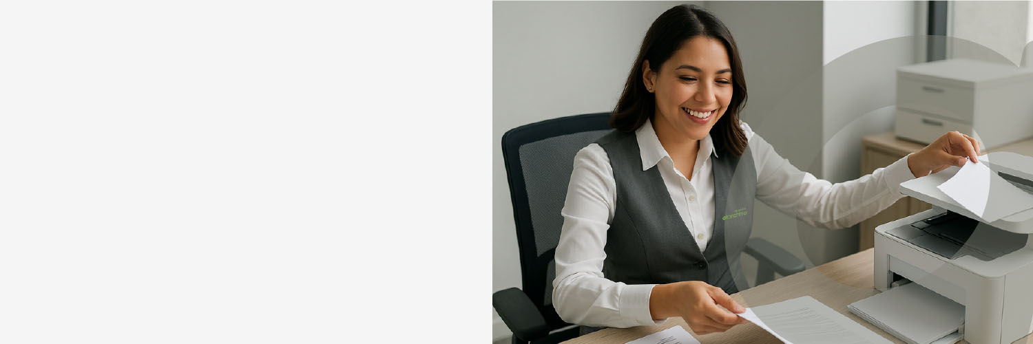 Imagen de una mujer usando una impresora